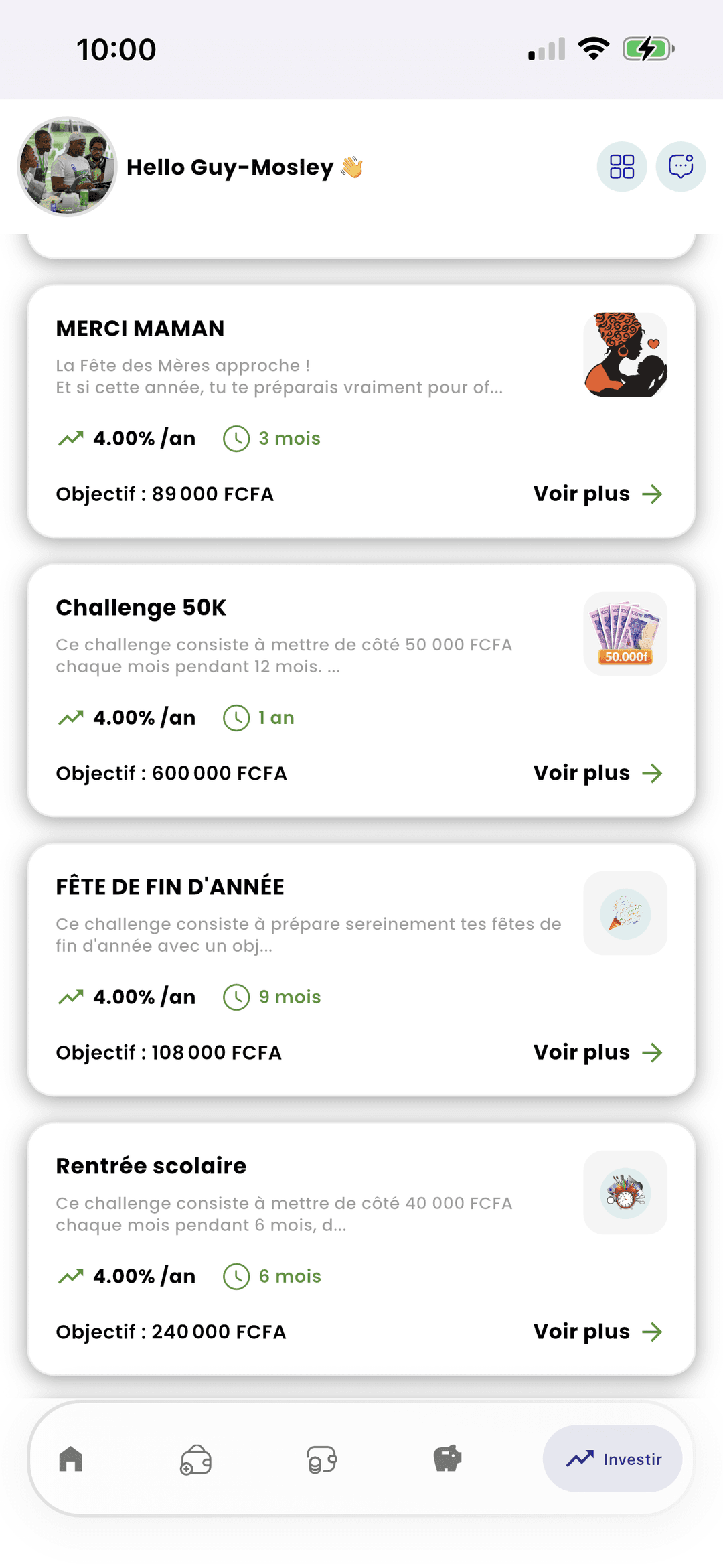 Challenge+ écran progression